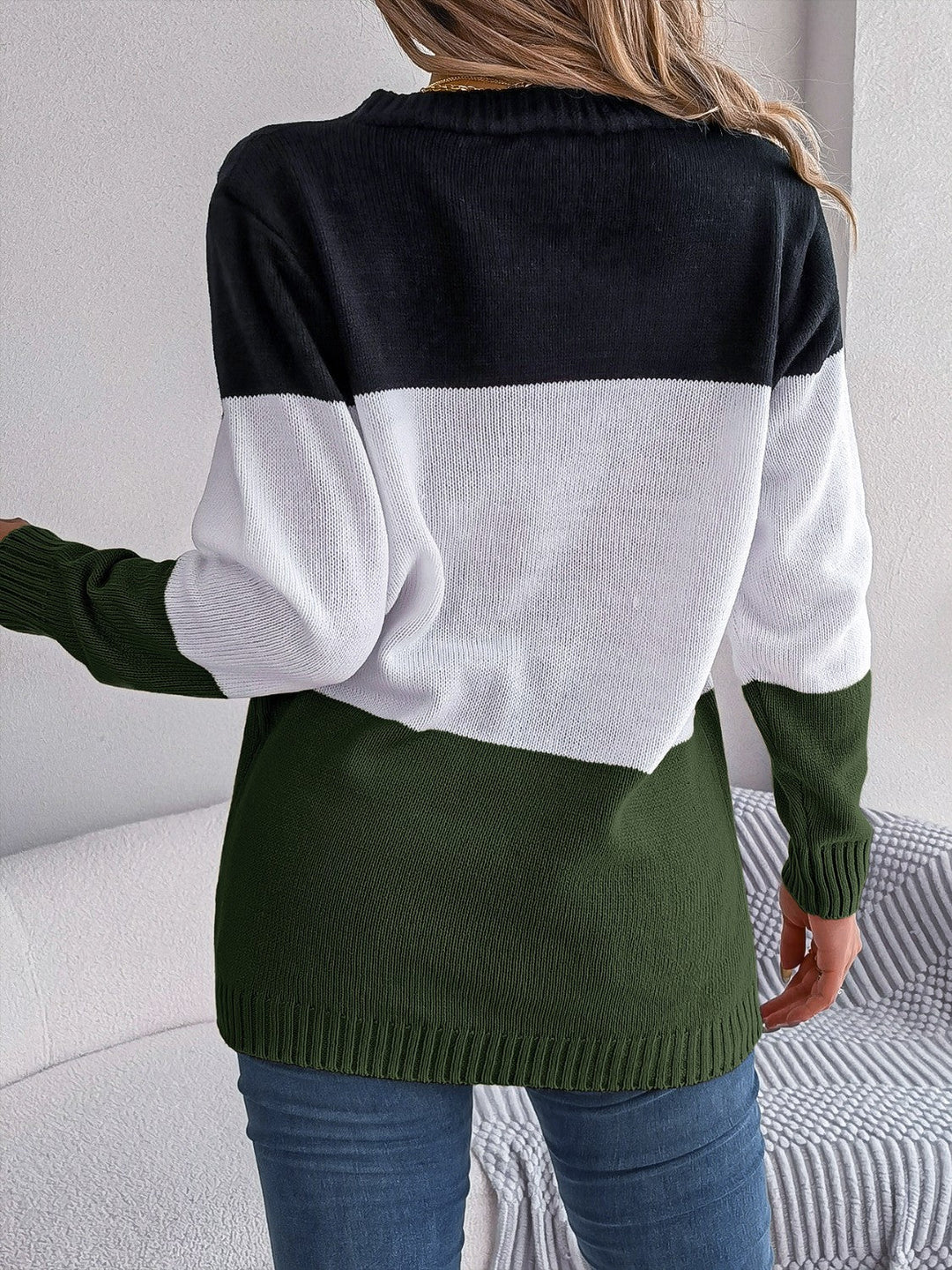 Stilla | Strikket Stribet Knappet Cardigan