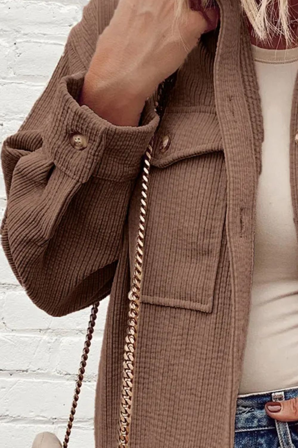 Stilla | Jakke med knap, dybe skuldre og lommer