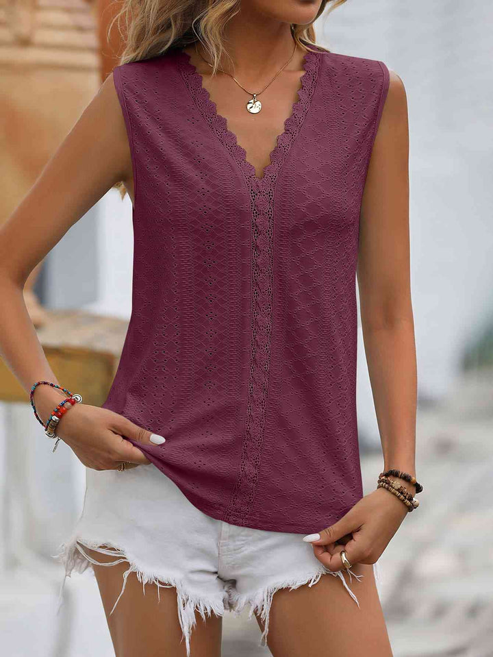 Stilla | Spliced Lace V-hals Udenærmelig Top