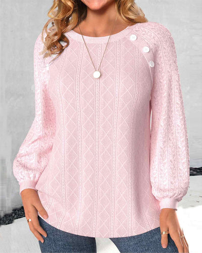 Stilla | Ensfarvet Sweatshirt med knapper