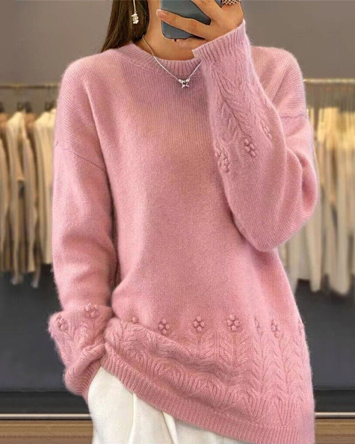 Stilla | Ensfarvet Passende Sweater I Retro Stil