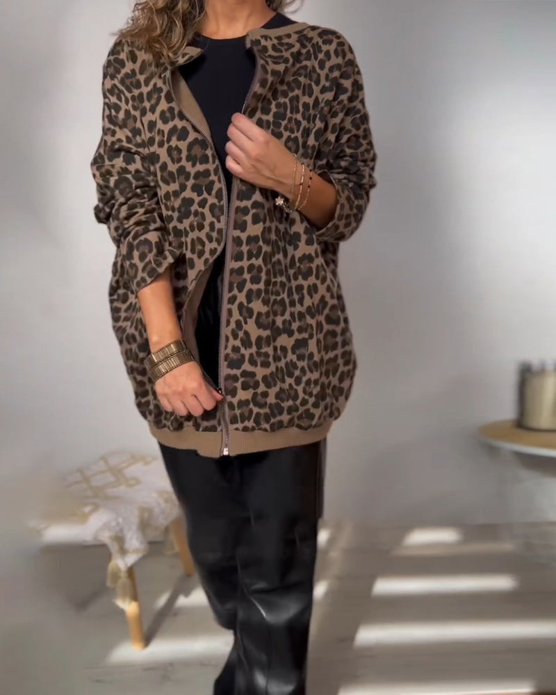 Stilla | Løs sweatshirt med leopardmønster