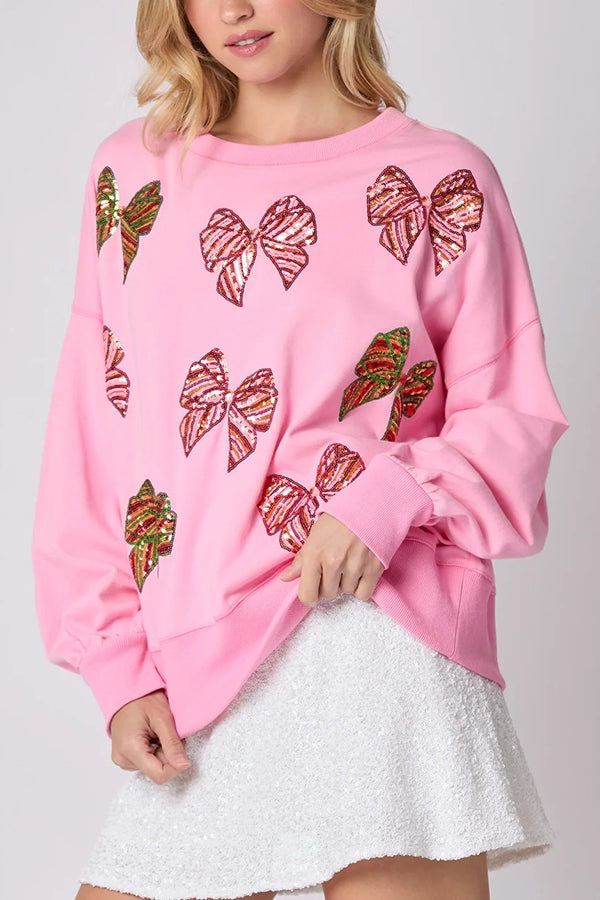 Stilla | Julebue Pailletter Løst Fritid Langærmet Sweatshirt