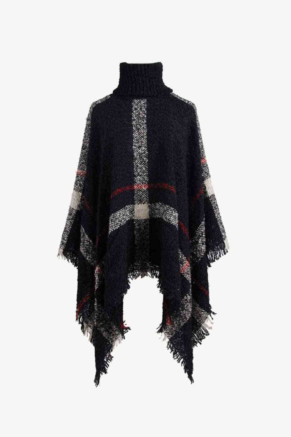 Stilla | Turtleneck Raw Hem Poncho