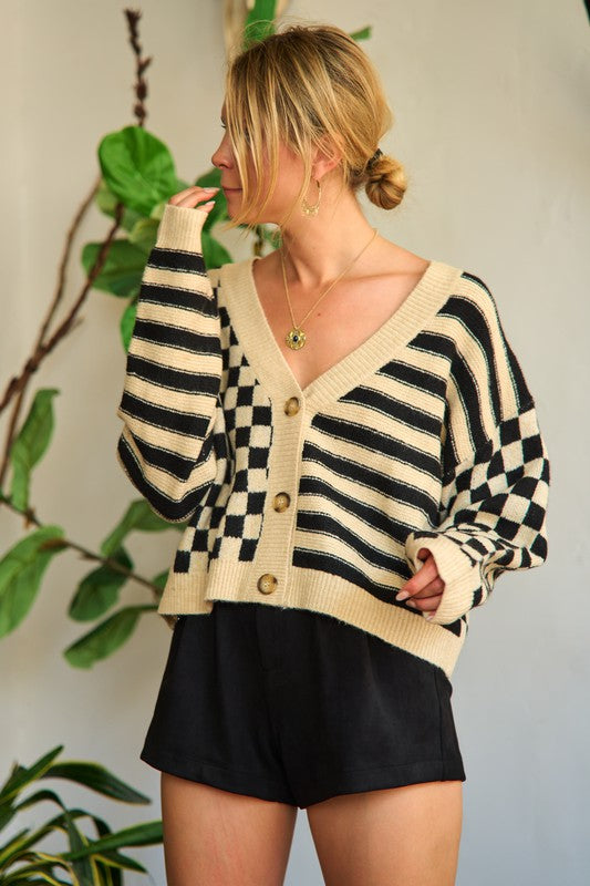 Stilla | Mønster Sweatshirt Cardigan