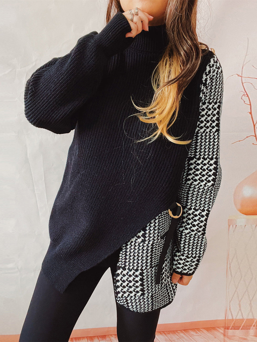 Stilla | Højhalset Langærmet Slids Sweater