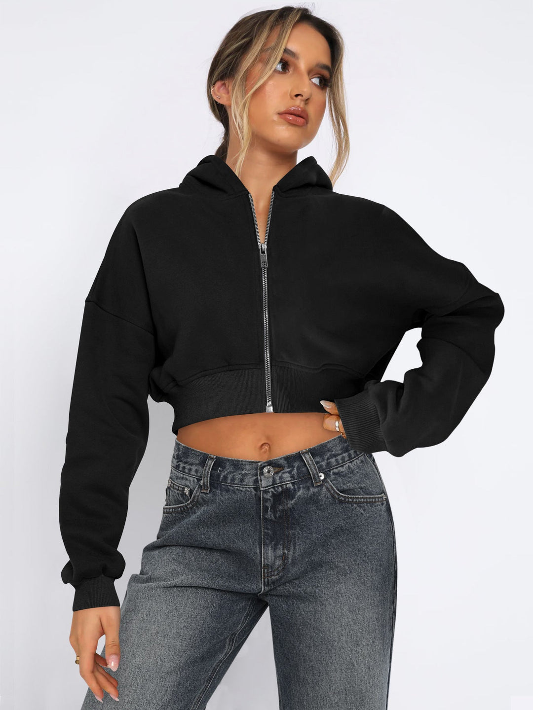 Stilla | Fleece-Hoodie med Lynlås