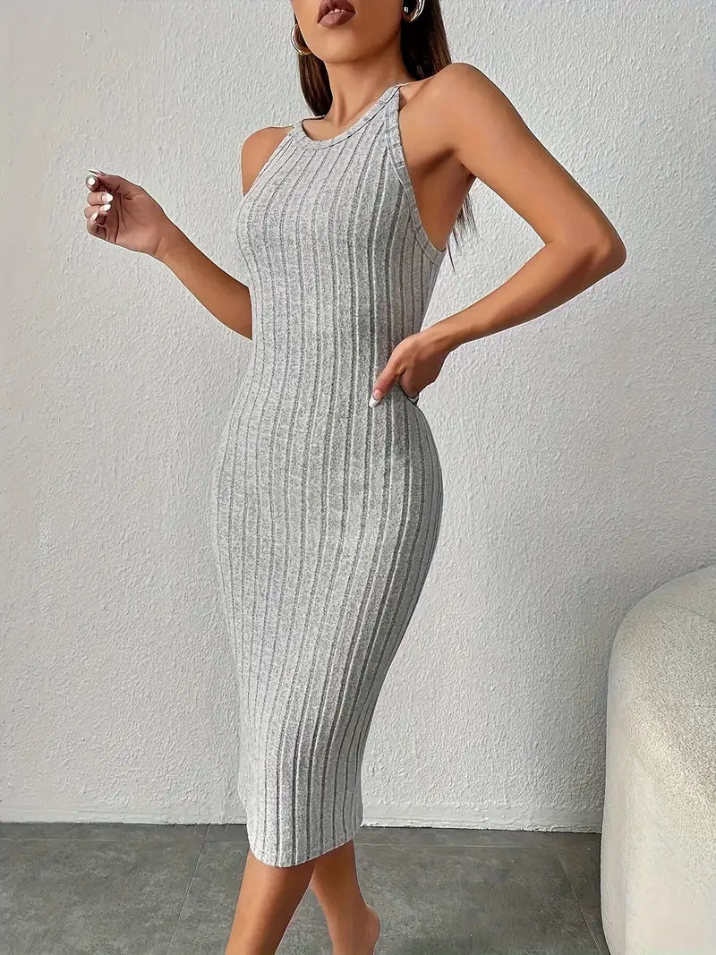 Stilla | Halter Kjole Ribbet Strik