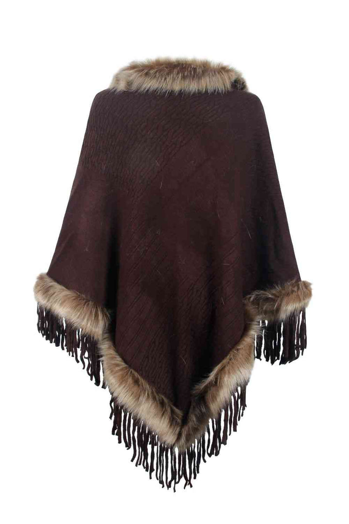 Stilla | Pelskantet Frynset Poncho