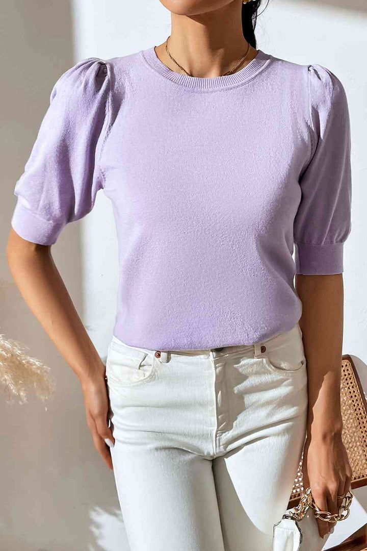Stilla | Neck Puff Sleeve Strik Top