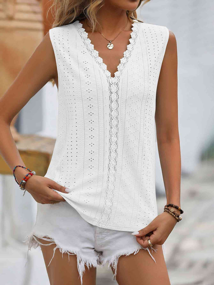 Stilla | Spliced Lace V-hals Udenærmelig Top