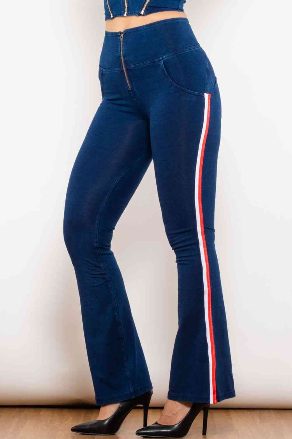 Stilla | Stripe Lynlås Lukning Bootcut Jeans