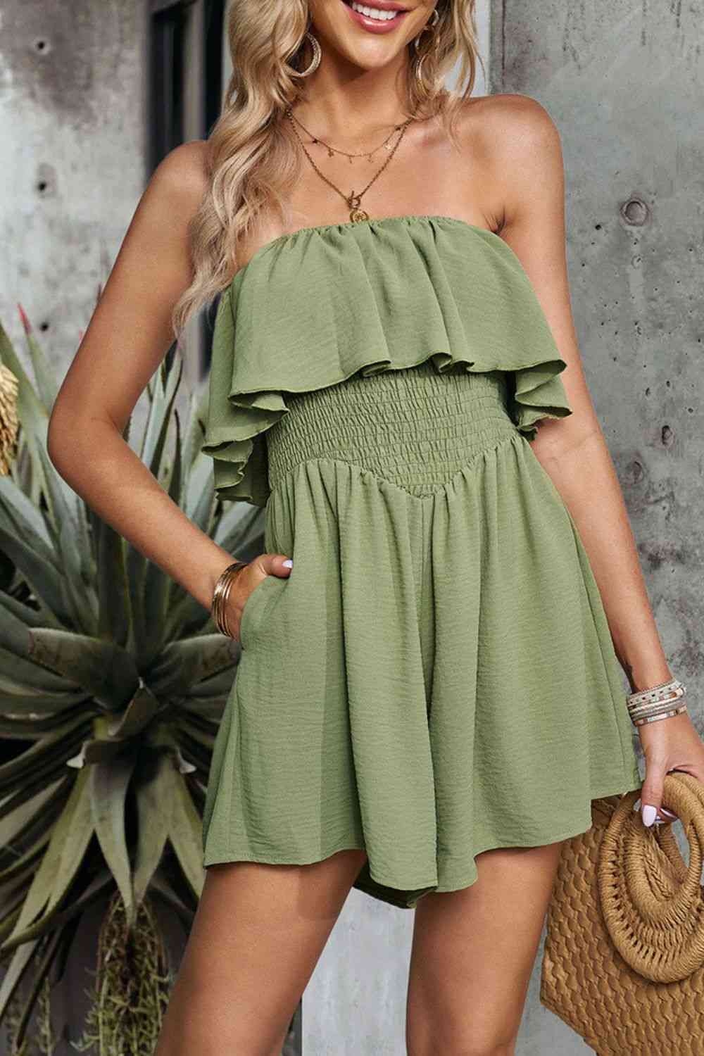 Stilla | Smocked Stropløs Romper