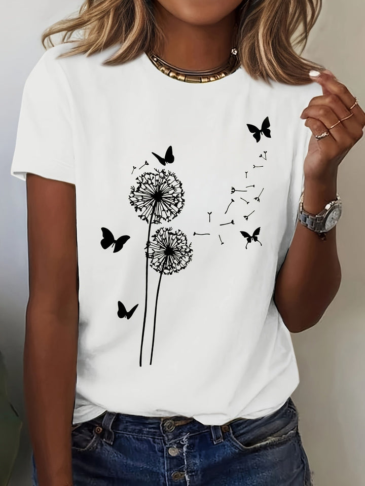 Stilla | Elegant Kvindetee Med Blomstermotiv Og Sommerfugle