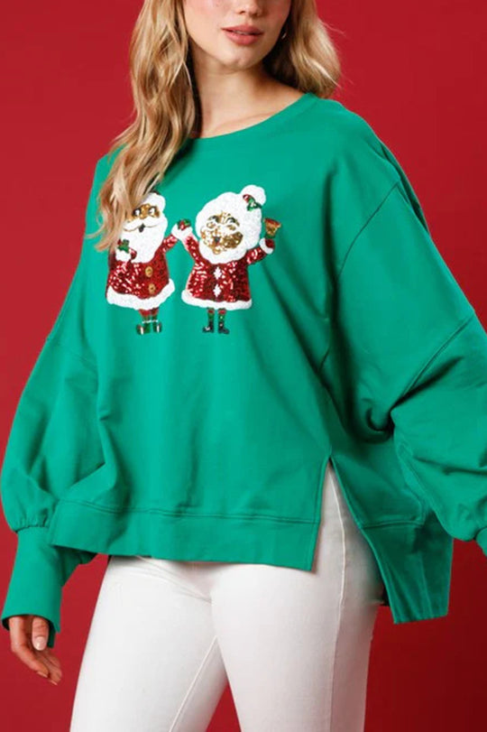 Stilla | Julemand Pailletter Casual Løs Lange Ærmer Sweatshirt