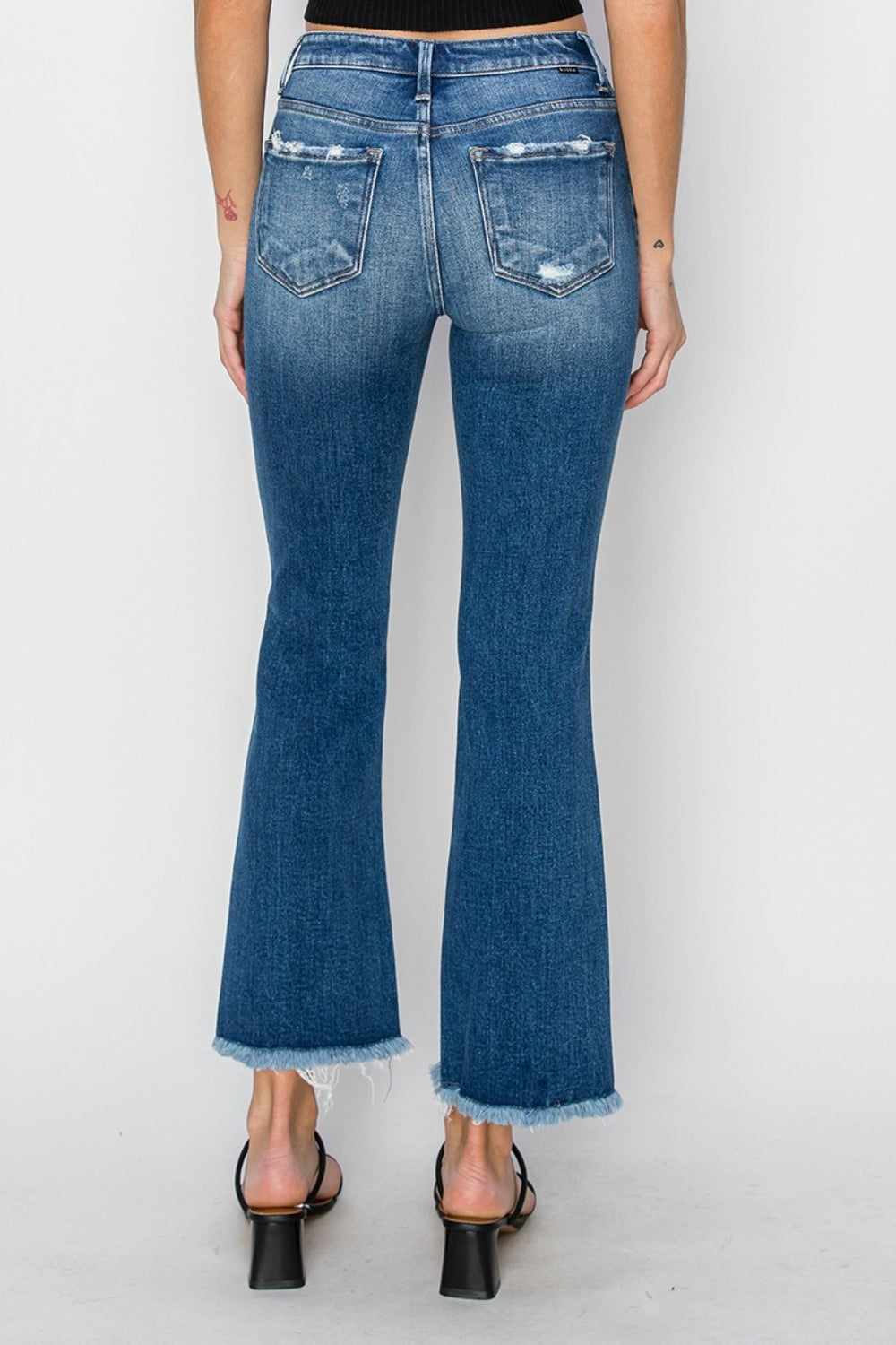 Stilla | Full Size Frayed Step Hem Ankle Straight Jeans