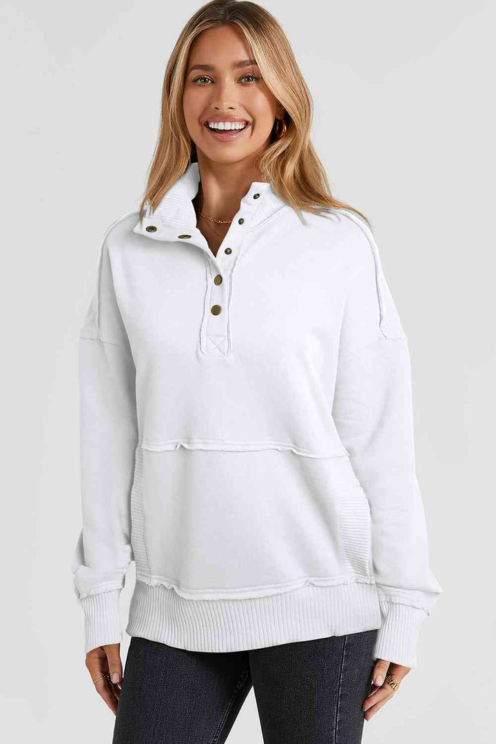 Stilla | Snap Drop Shoulder Langærmet Sweatshirt