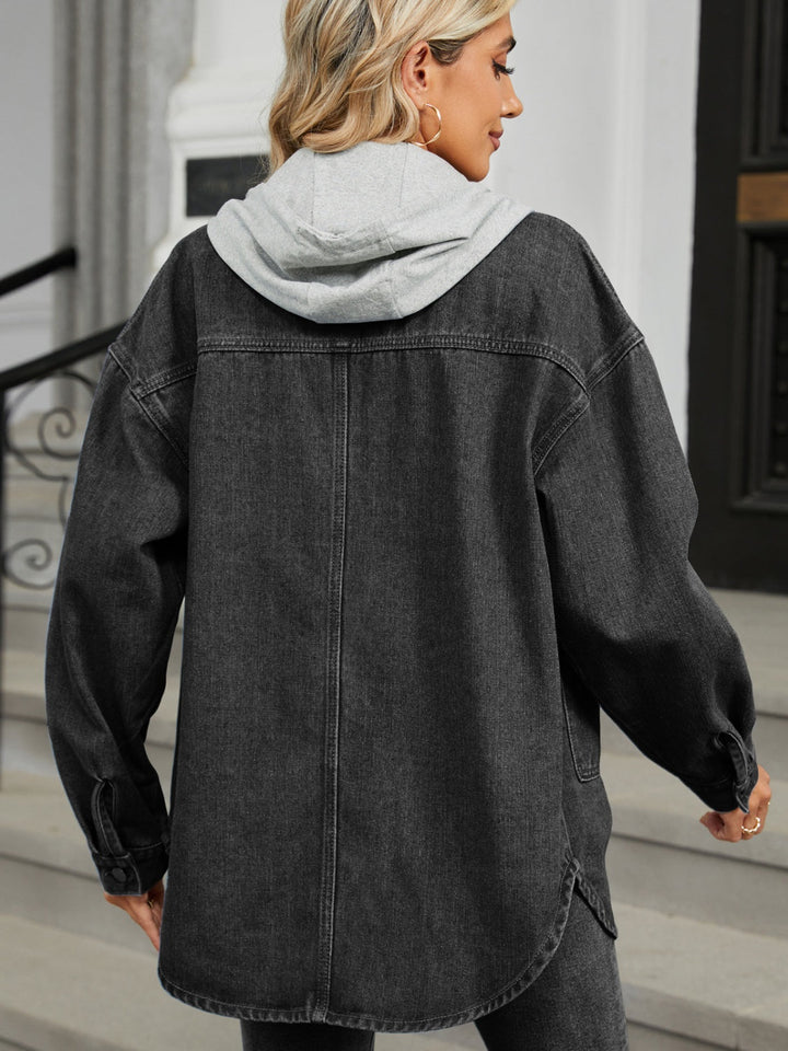 Stilla | Hoodie Knap Op Langærmet Denim Jakke