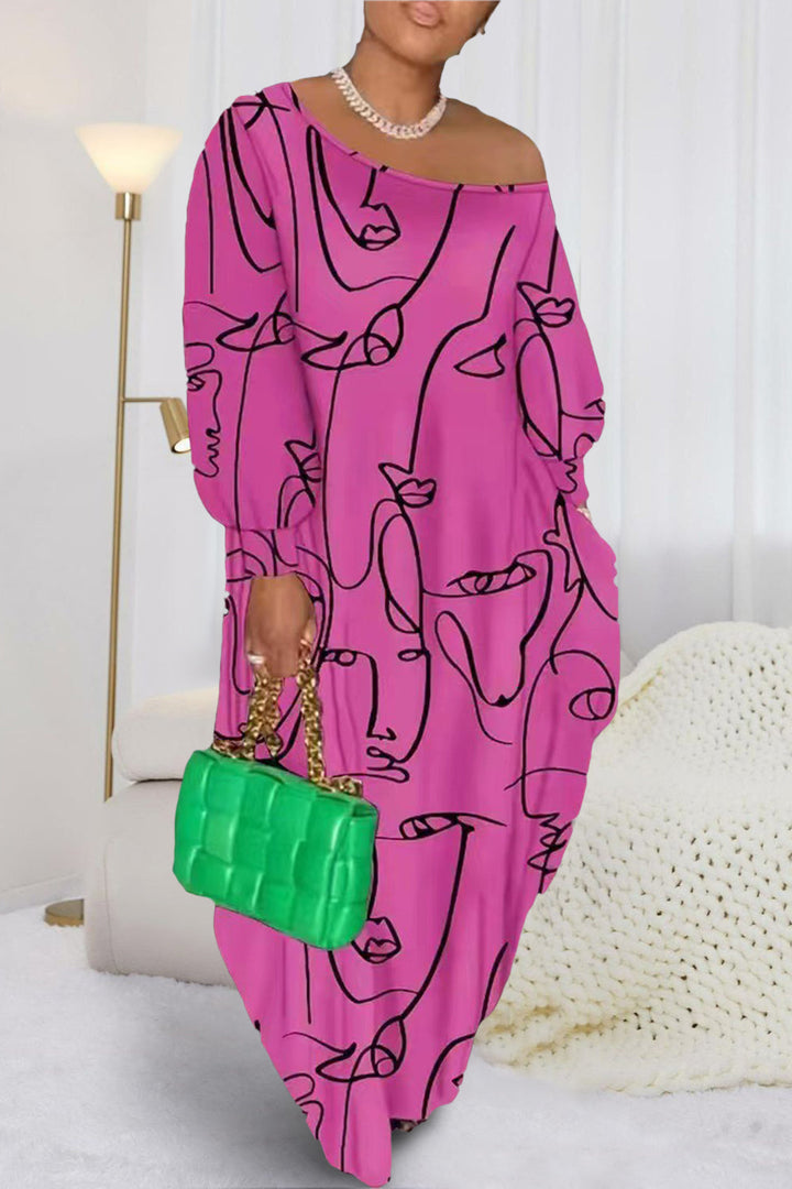 Stilla | Single Shoulder Lantern Sleeve Maxi Dress
