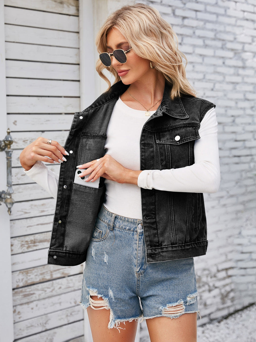 Stilla | Up Cap Sleeve Denim Jakke