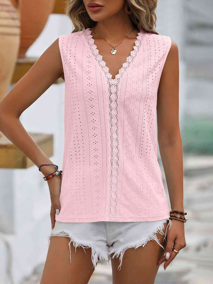 Stilla | Spliced Lace V-hals Udenærmelig Top