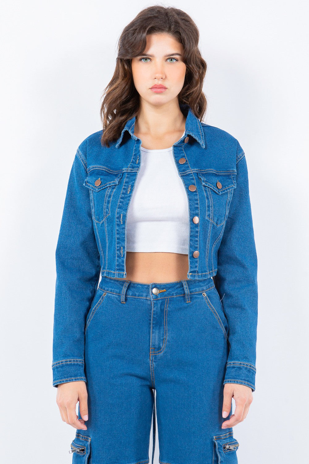 Stilla | Bazi Snittet Ryg Cropped Denim Jakke
