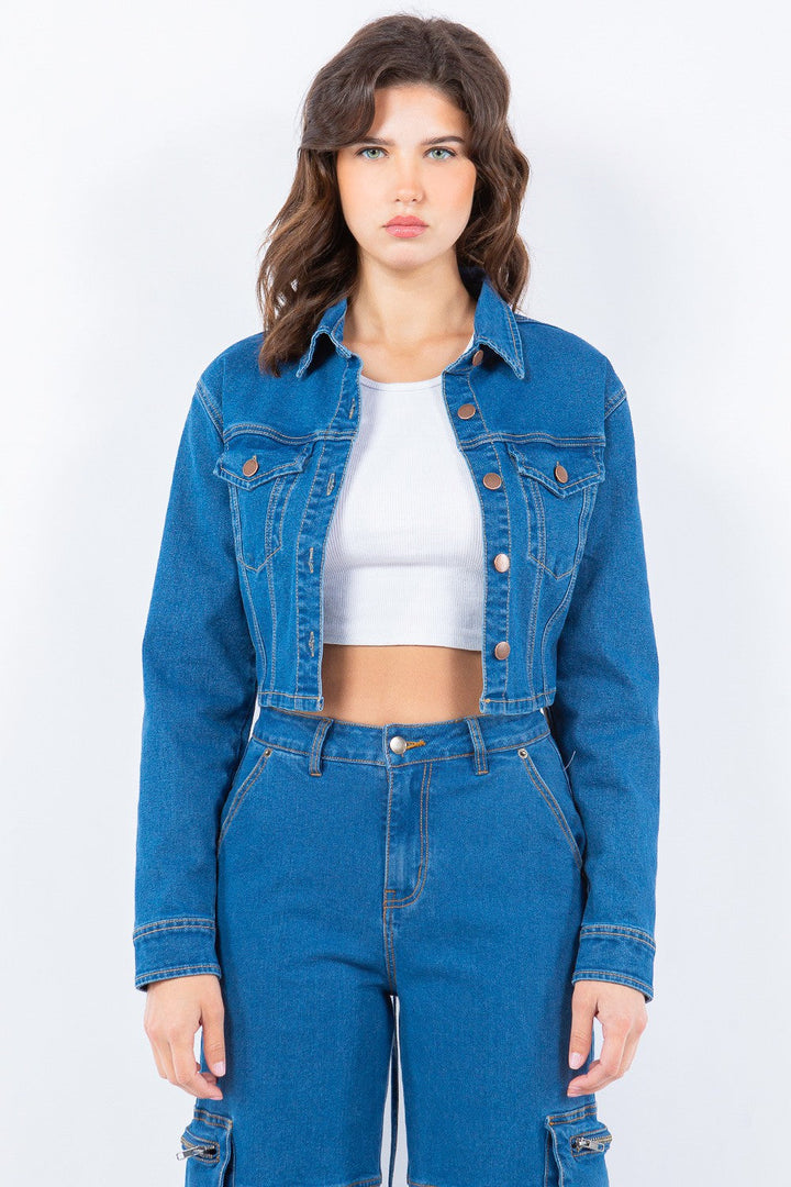 Stilla | Bazi Snittet Ryg Cropped Denim Jakke