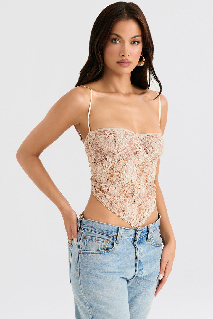 Stilla | Cremefarvet Paisley Blonde Top