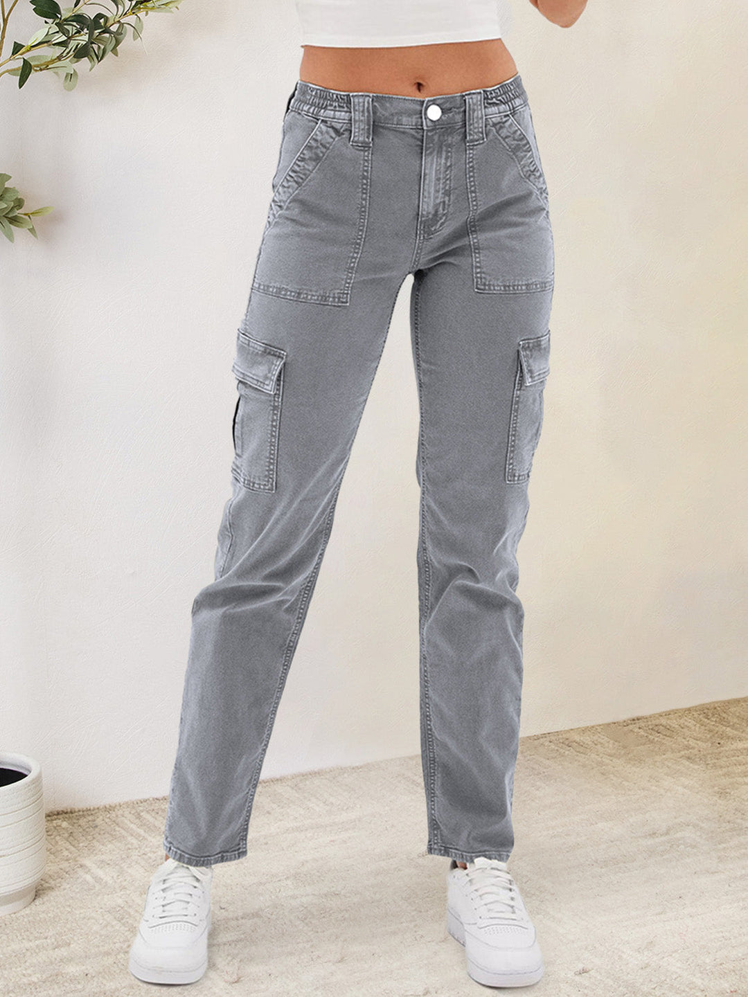 Stilla | Straight Jeans Med Cargo Lommer