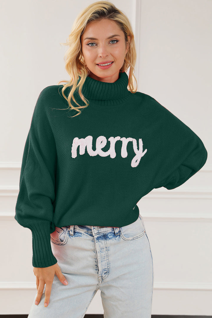 Stilla | Bogstav Broderet Høj Hals Sweater