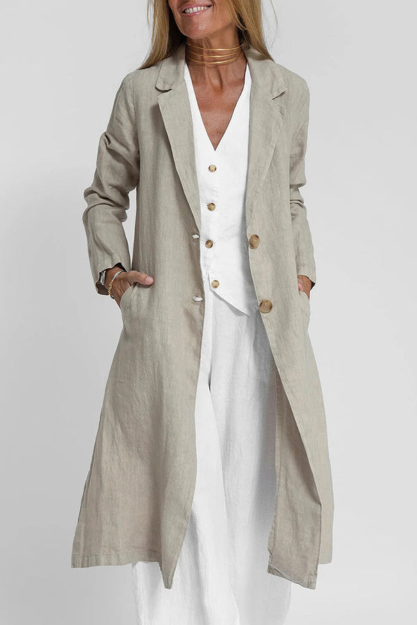 Stilla | Let Linned Blazer Frakke Med Lommer