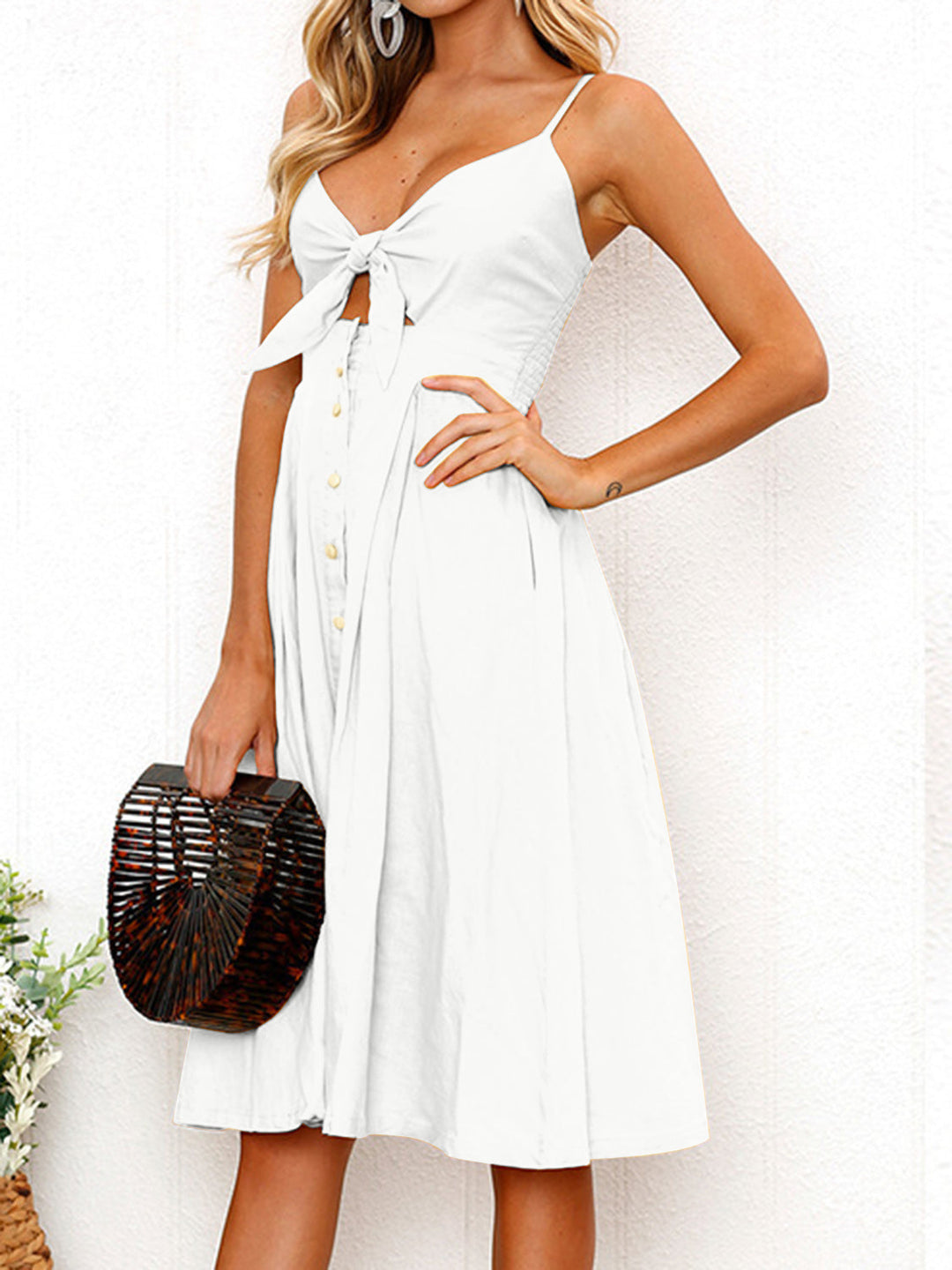 Stilla | Smocked Sweetheart Neck Cami Kjole