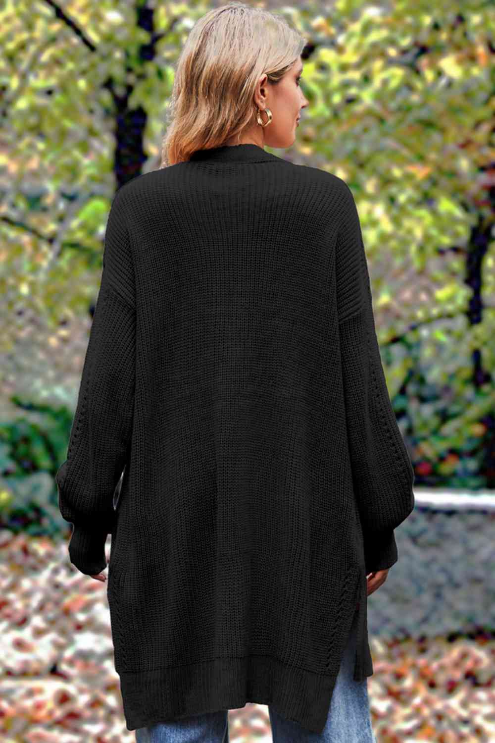 Stilla | Langærmet Åben Front Slids Cardigan
