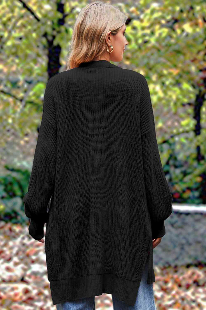 Stilla | Langærmet Åben Front Slids Cardigan