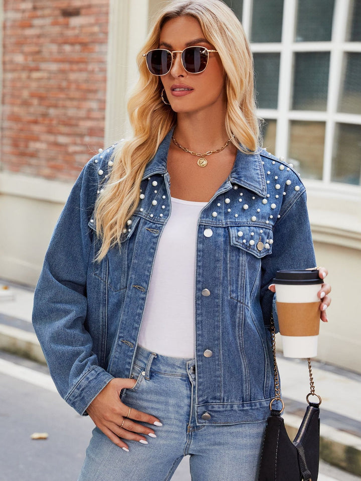 Stilla | Detaljeret Krave Langærmet Denim Jakke