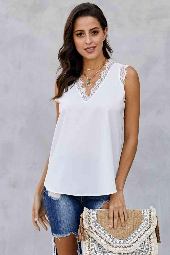 Stilla | Hals Blonde Trim Tank Top
