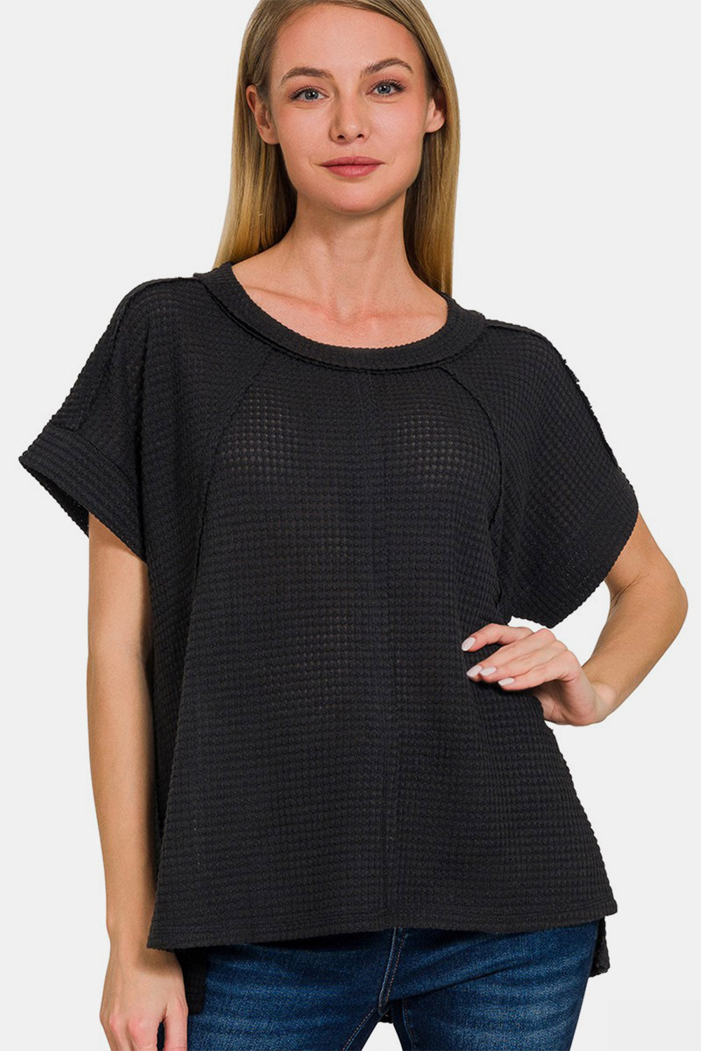 Stilla | Vaffel Eksponeret-Søm Kortærmet T-Shirt