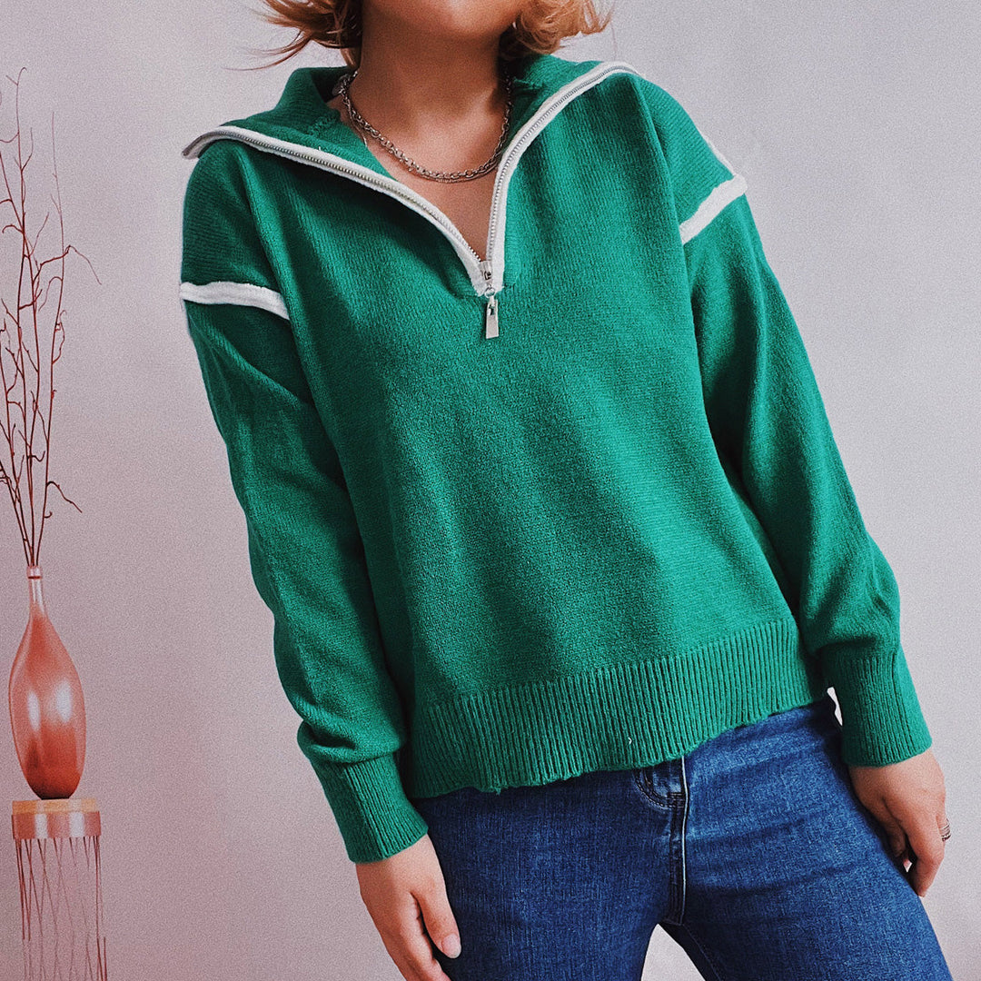 Stilla | Seam Half Zip Sweater