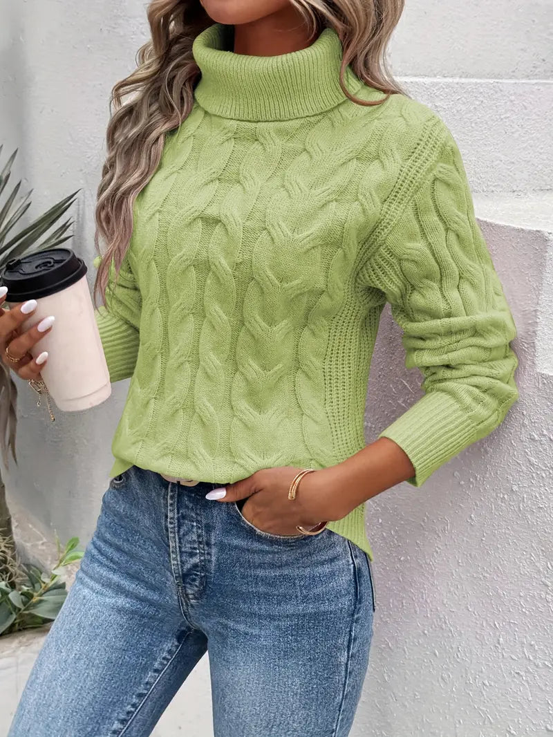 Stilla | Kabelstrik mønster kvinders turtleneck sweater