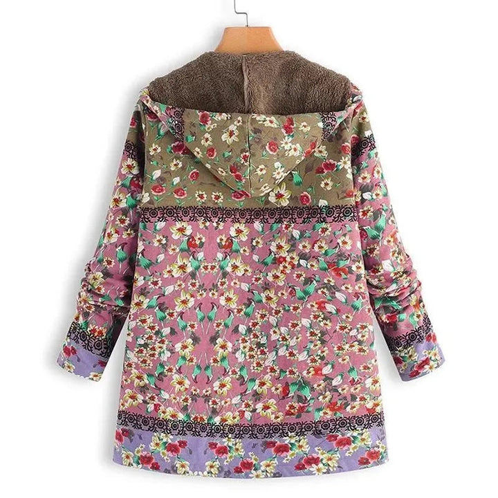 Stilla | Floral Hætte Kvinder Fleece Frakke