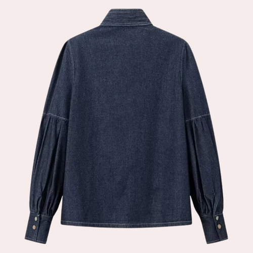 Stilla | Moderne Skjorte i Denim med Sløjfe Krave til Damer