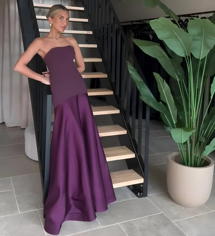 Stilla | Sexy Luksus Patchwork Strapless Maxi Kjole