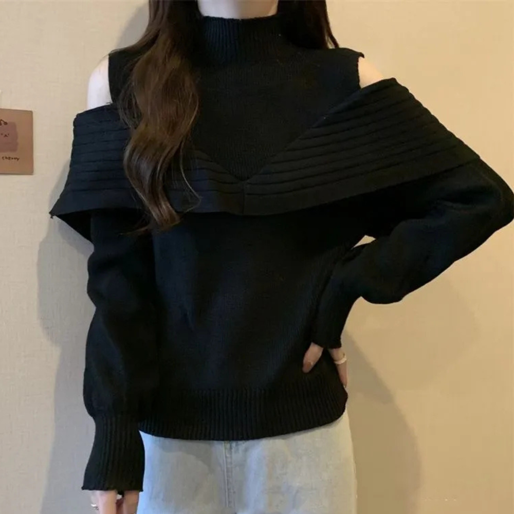 Stilla | Stilfuld Åben Skulder Sweater til Kvinder