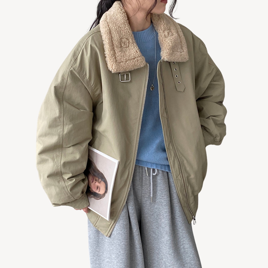 Stilla | Dame Shearling Krave Pufferjakke