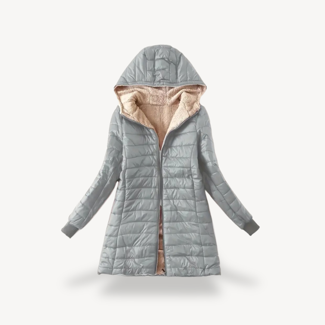 Stilla | Dame Hoodie Puffermantel med Sherpa-for.