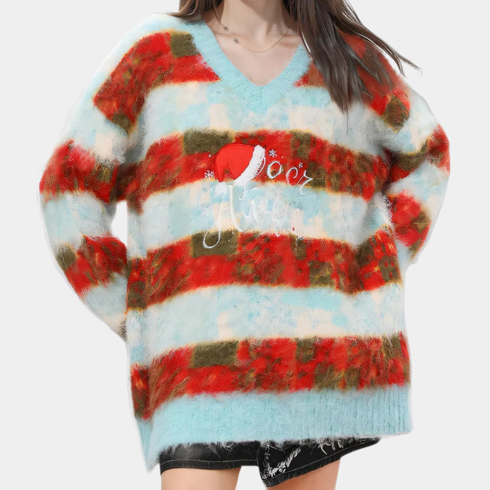 Stilla | Stribet Varm Julesweater til Kvinder