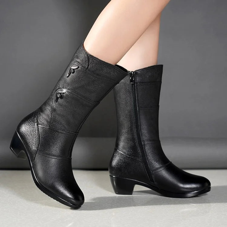Stilla | Dame Mid-Calf Platform kilehæl chunky heel støvler