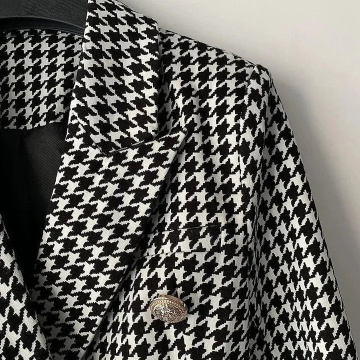 Stilla | Hahnentritt Blazer Damer - Løs - Ternet