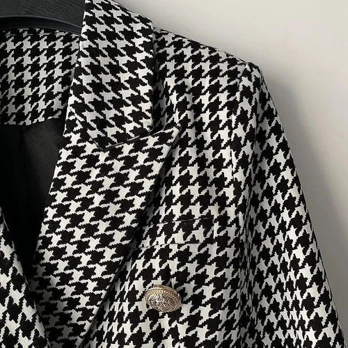 Stilla | Hahnentritt Blazer Damer - Løs - Ternet
