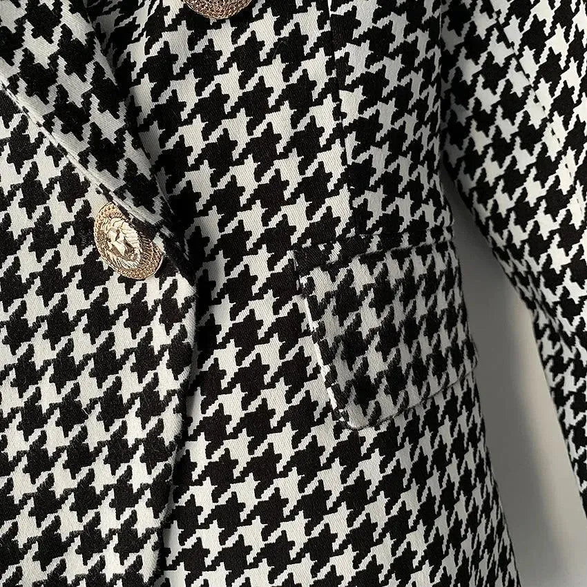 Stilla | Hahnentritt Blazer Damer - Løs - Ternet